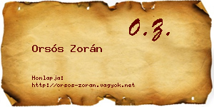 Orsós Zorán névjegykártya