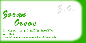 zoran orsos business card